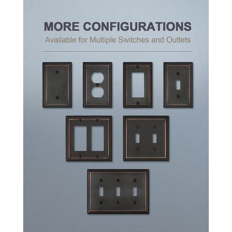 ZILLSEA 2-Pack Double Toggle Wall Plates, Aged Bronze Light Switch