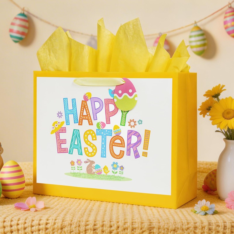Bobobag 16" Large Easter Gift Bag with Tissue Paper and