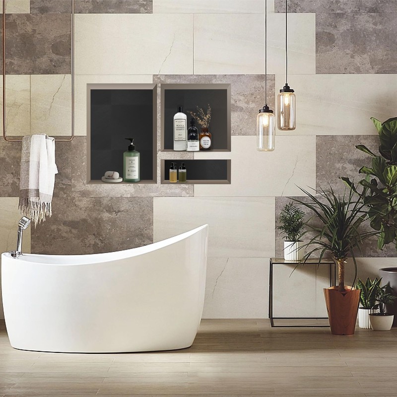 XZETORA Shower Niche SMC Material 40(20+14+6) X16in Niche for Shower