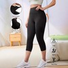 Summer Plus Size Capri Yoga Leggings: Cross-Over Waist, Buttery Soft Stretch with Nude Feel EU XL/Black 5ea