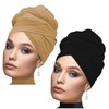 2 PCS headwraps for black wome Stretch Jersey Turban Black