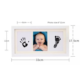 HuBorns - Baby Handprint and Footprint - Photo Frame for Foot and Handprint Set, Plaster Cast Baby - Forever Memory and Nursery Decoration (White)