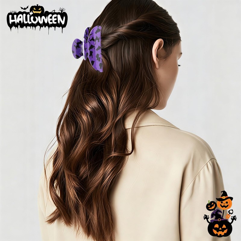 Halloween Hair Claw Clips for Women Cat Pumpkin Ghost Gift