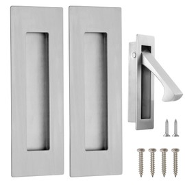 Malimali Sliding Door Handles and Edge Pull Set, 150mm Stainless Steel Recessed Flush Door Handles Hardware Finger Pulls for Pocket Door Closet Door Barn Door (Brushed Steel)