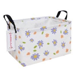 QUEENLALA Rectangular Laundry Hamper/Foldable Nursery Laundry Basket for Organizing/Storage Bin Baskets/Children Toy Office Bedroom/Toy Bin Closet Shelf Baskets（Rec-flowers）