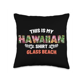 Kauai Island Sunny Vacation Ocean Summer Time This Is My Hawaiin Shirt Glass Beach Summer Hawaii Tropical Throw Pillow, 16x16, Multicolor