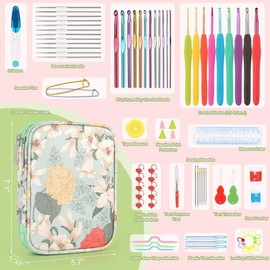 Reessy 85Pcs Crochet Hooks Set with Case, Professional Crochet Hooks Sets for Beginners, Ergonomic Crochet Hooks 0.6mm-10.0mm and Crochet Accessories, Nice Crochet Set Gift for Crochet Lover