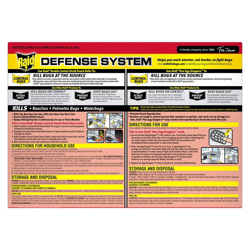 Raid Double Control Small Roach Baits Plus Egg Stopper 12