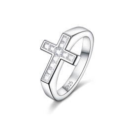 Moissanite Cross Rings for Men Anniversary Engagement Ring Sterling Silver Size 11