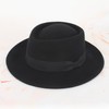 Wide Brim Wool Felt Flat Top Fedora Hat for Women