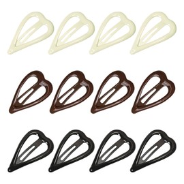 12 Pcs Heart Shaped Hair Barrettes Metal Snap Hair Clips Colored Hair Side Clips Mini Non Slip Hair Barrettes Small Flat Hair Clips for Women Girls