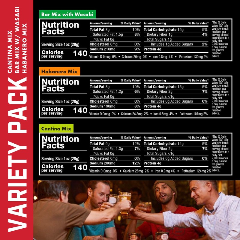 BEER NUTS Variety Pack, Habanero Bar Mix, 12oz Cantina Mix