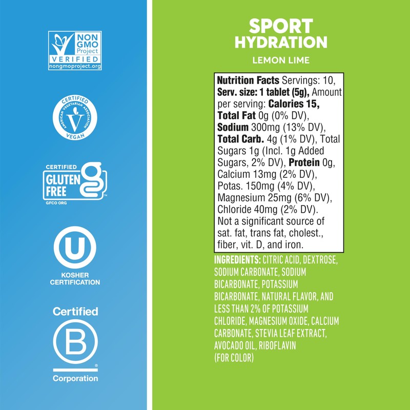Nuun Sport Electrolyte Tablets - Dissolvable in Water, Lemon Lime,