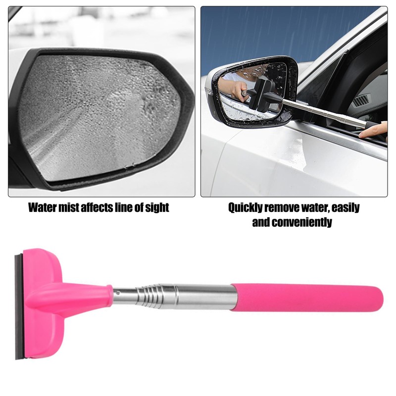 2Pcs Car Window Mini Squeegee, Portable Tiny Car Side Mirror