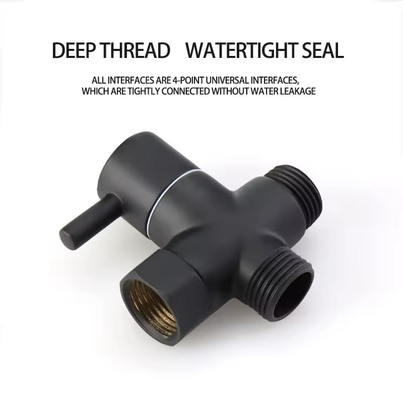 3-Way Solid Brass black Shower Arm Diverter Valve G1/2 Thread