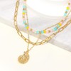 Multilayered Beaded Shell Necklace for Women, Bohemian Colorful Glass Beads