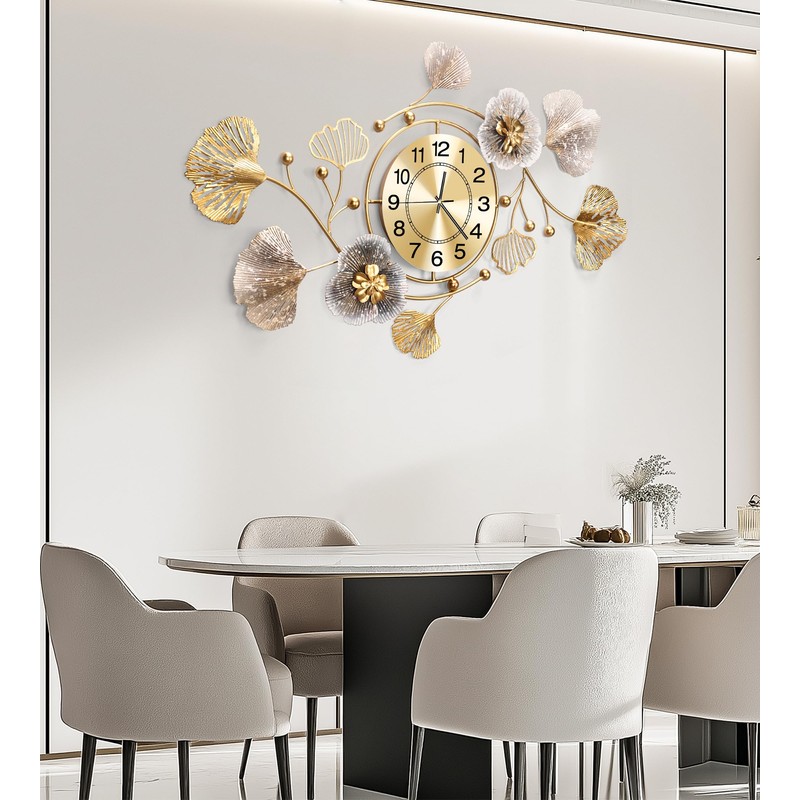 JXQXYN Clocks for Living Room, Large Wall Clock, 3D Silent