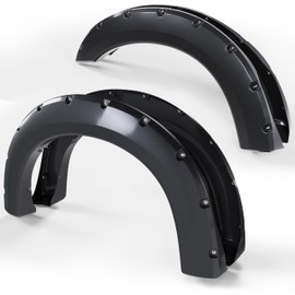 ECOTRIC 4Pcs Fender Flares Compatible with 1999-2007 Ford F250 F350 Super Duty (Not Fit Dually Models), Pocket Bolt-Riveted Style Wheel Guards Cover Smooth Black, Replace for FO1240208 F81Z16006AA