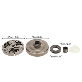 Fdit 3 / 8 Inch 7 Teeth Clutch Drum Sprocket Kit Suitable Needle Bearing Clutch Assembly Worm Wheel Disc E-Clip for 355 357 357XP 359 EPA Chainsaw