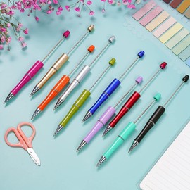 jiebor 50Pcs Beadable Pens Plastic Bead Pen Black Ink Ballpoint Pens Diy Pens Cute Cool Pens for Journaling Students Teacher Bridal Graduation Gift Office Supplies