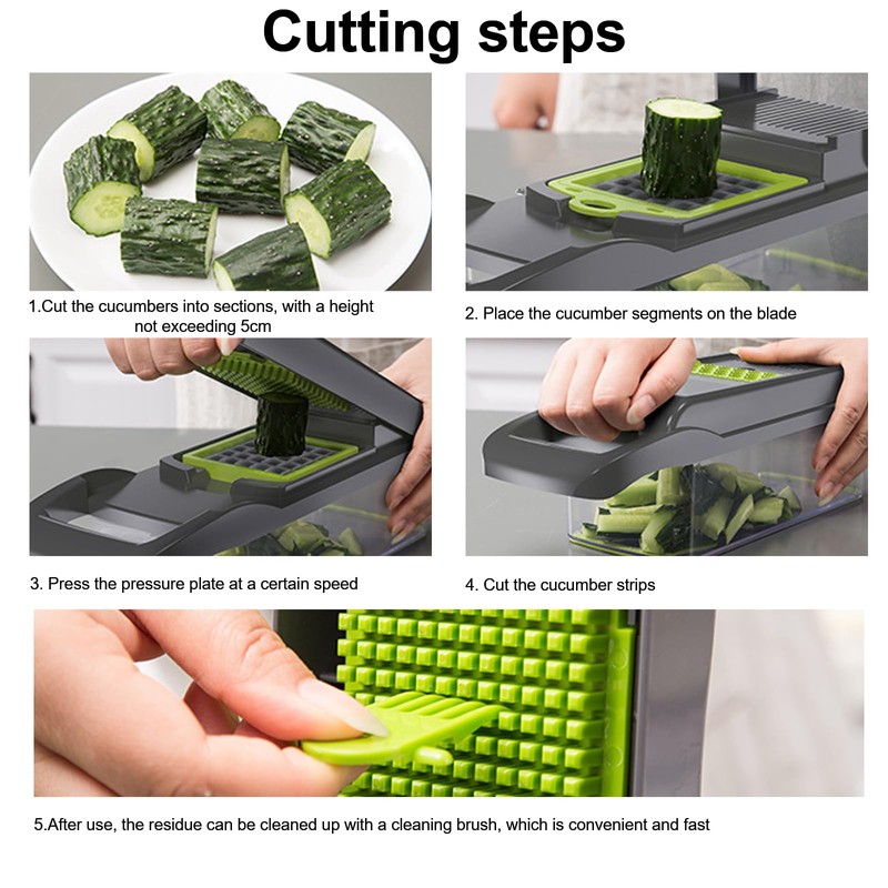 Fleymu Manual Vegetable Cutter (16 Pieces), Multifunctional Mandolin, Vegetable Slicer