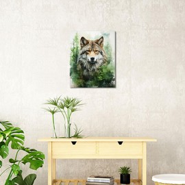 Wolves in the Forest Paint by Numbers Kits Canvas DIY Animal Oil Painting Paint by Numbers for Adults Beginner with Brushes and Acrylic Pigment for Student Bedroom Home Decor 16x20 inch Frameless