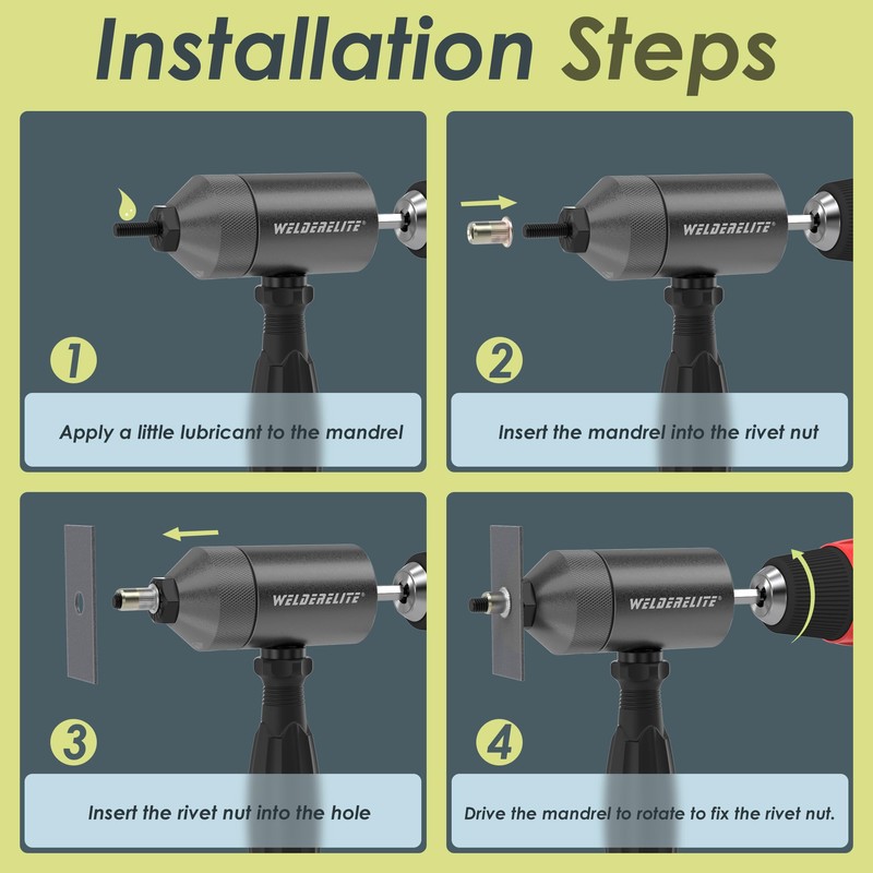 WelderElite Rivet Nut Drill Adapter Kit - Dual Drive Modes: