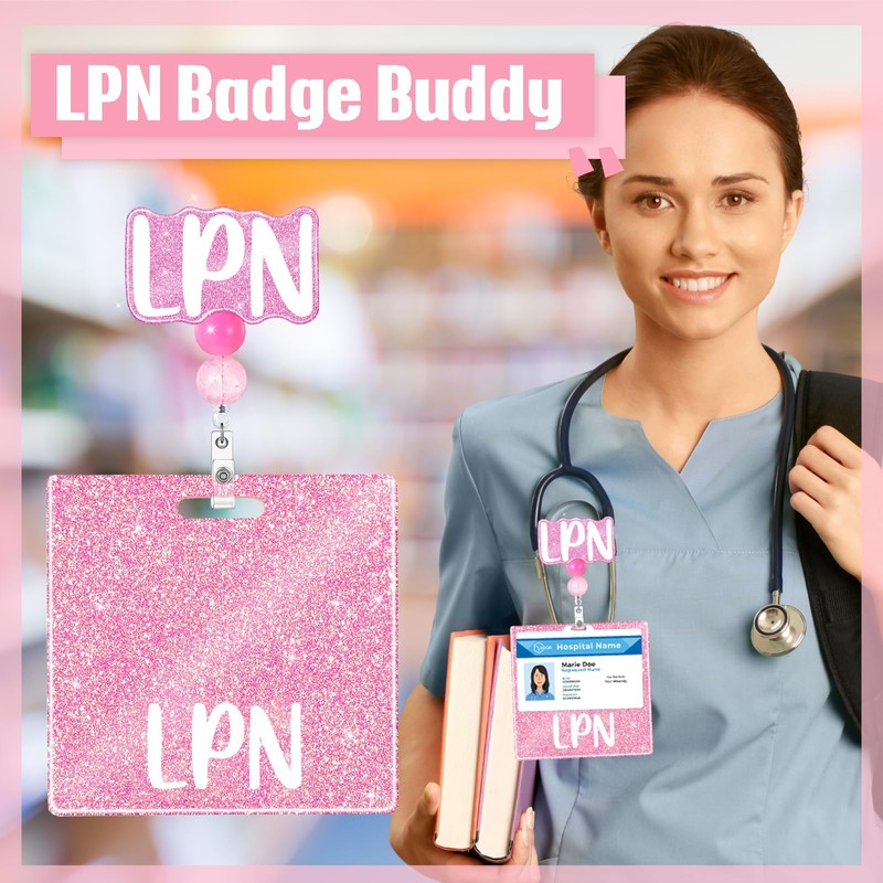 LPN Nurse Badge Buddy with Badge Reel Retractable Nursing ID