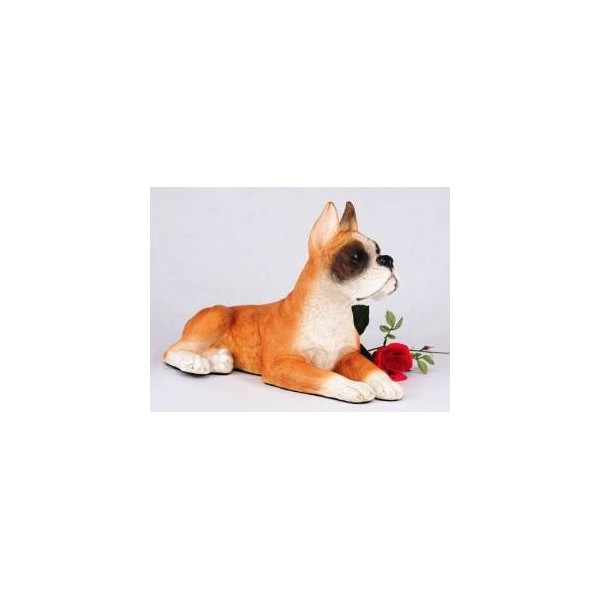 King Products Boxer Ears Up Cremation Pet Urn for Secure Installation of Your Beloved pet's Ashes. Rose not Included.