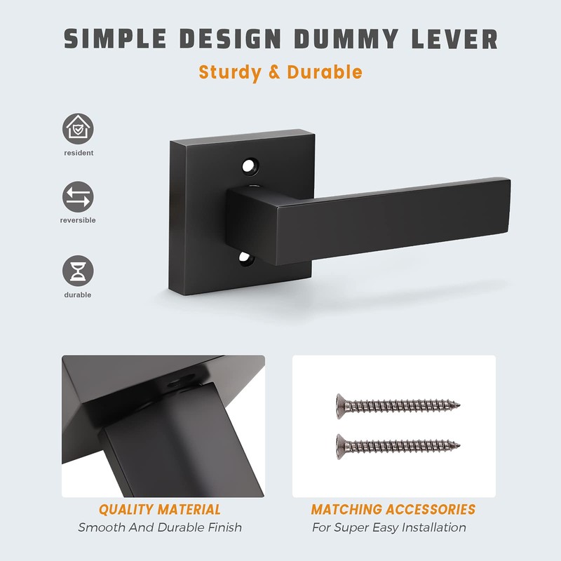 KNOBWELL 10 Pack Door Handles Black Interior Lever Dummy Door