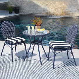 LVTXIII Set of 2 Outdoor Chair Cushions for Patio Furniture, Water Repellent Patio Chair Cushions 17"x16" with Ties, U-Shaped Dining Chair Pads for Garden Kitchen Use, Cabana Navy