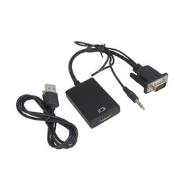 LABRIMP Vga to Adapter Converter with Audio Cable Oxygen Copper for PC Laptop Tv Projector Supports Video and Audio Signal Conversion Black