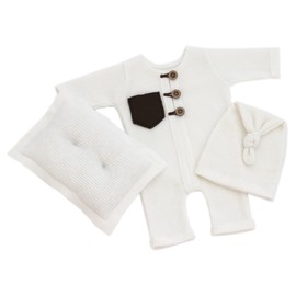 Newborn Photography Outfits Boy Newborn Boy Photoshoot Outfits Baby Boy Outfits Photography Romper Props Hat (White)