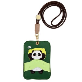 ID Badge Holder with Adjustable Lanyard - Double-Sided Card Slots & Cute Animal Design for Work, School, Office Professional (Panda)