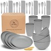 FOODLE Wheat Straw Dinnerware Sets for 4 - Lightweight &