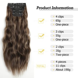 Clip in Hair Extension 4pcs Set Straight Hair Extensions Clip in,Hair Pieces For Women YDDM Synthetic hair fibres