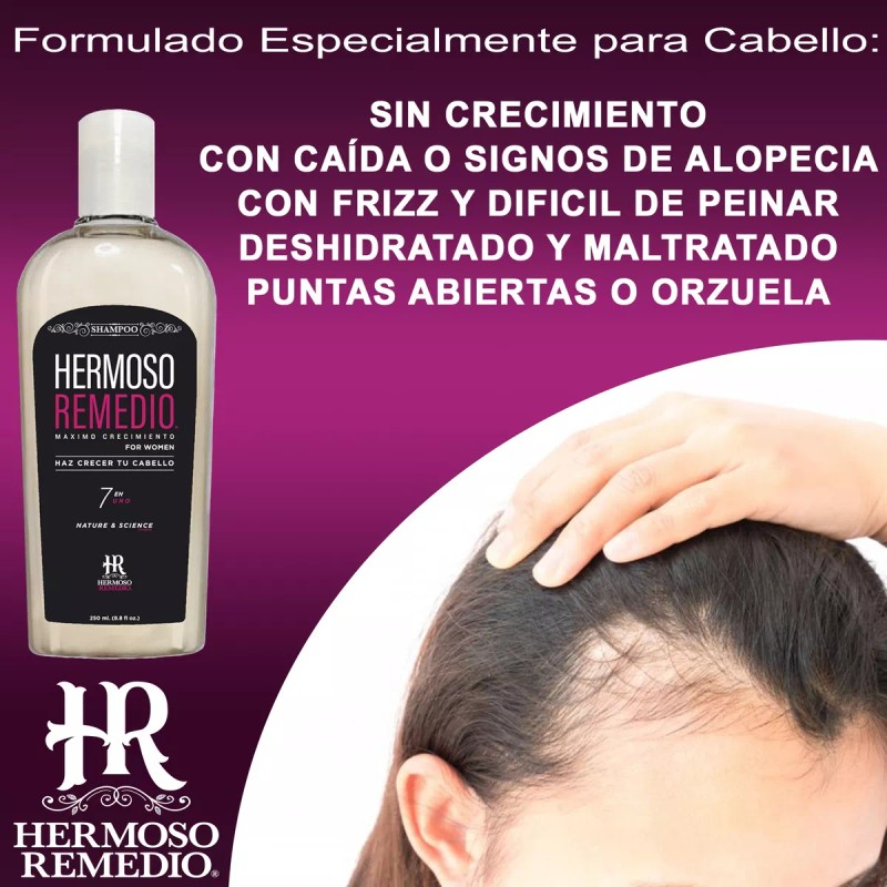 HR Hermoso Remedio Duo Shampoo Anticaida Crecimiento Reparador Cabello 7