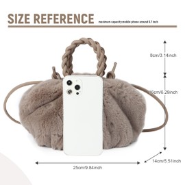 Syrads Women's Soft Plush Shoulder Bag Clutch Handbag Tote Bag Crossbody Purse,Style 4