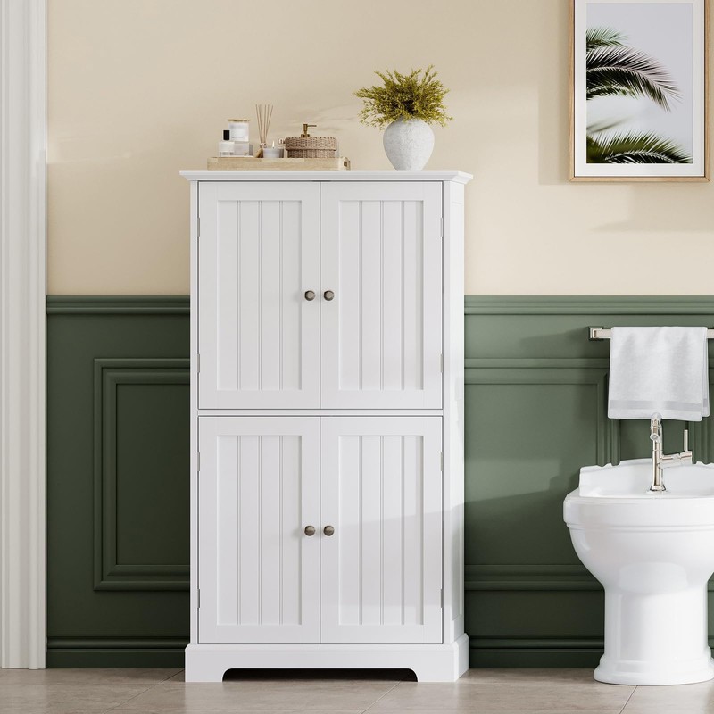 ChooChoo Bathroom Floor Cabinet, Modern Bathroom Storage Cabinet with 4