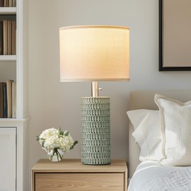 Reaketon Table Lamp Set of 2,20" Ceramic Table Lamp Bedside Lamps Nightstand Lamp Modern Table Lamp for Living Room,Bedroom & Home Office Pull Chain