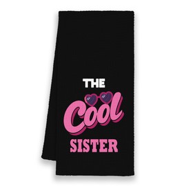 Xmsaitar Black The Cool Sister Kitchen Towels, Sister Gifts for Sister from Friend Christmas Birthday Mother's Day, Funny Trendy Hand Towels for Bathroom, Pink Decorative Dish Towels Decor for Kitchen