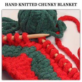 SUNTQ 8 Pack Chunky Chenille Yarn for Crocheting, Bulky Thick Fluffy Yarn for Hand Knitting Blanket, Soft Plush Knitting Yarn for Cushions, Pet Bed,Home Decor,Christmas Red(32 yds,8.8 oz Each Skein)