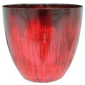 Gardener Select (EPR12-206 Large Egg Shaped Planter - Modern Indoor & Outdoor Decorative Flower Pot/Box (12 Inch, Red Flower)