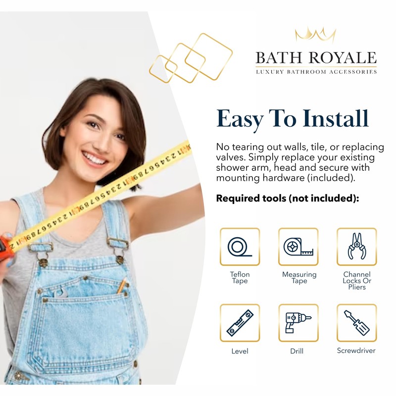 BATH ROYALE Rain Shower Head & Detachable Handheld Spray Combo,