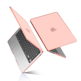 BlueSwan TPU Frame Case Compatible for MacBook Air 13 inch M4 M3 M2 2025 2024 2022 (A3240 A3113 A2681) Anti-rupture Anti-fingerprint Matte Hard Shell Cover Mac 13,6" - (Pink Edge) Frosted Peach Pink