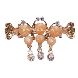 Beautiful Metal Hair Clip Butterfly Rhinestone & Acrylic Hair Clip Champagne Gold 8128