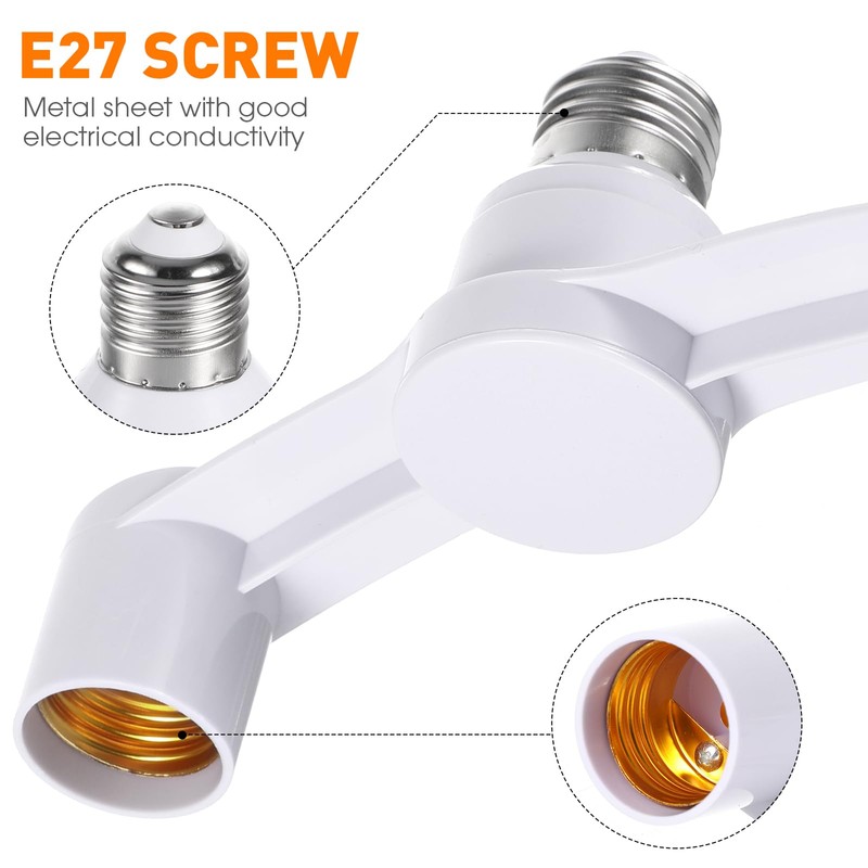 TEHAUX Light Socket Splitter, E27 Convert Lamp Head, Led Lightbulb
