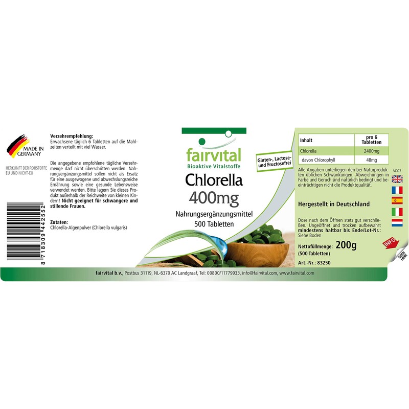 Fairvital Chlorella Tablets 400 mg - High Dose - 100%