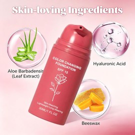 Base de Maquillaje que Cambia de Color, Bases de Maquillaje Líquidas Coreanas que Se adaptan al Tono de la Piel, Hidratantes, con Cobertura de Acabado Natural para Todos los Tonos de Piel (2PCS)