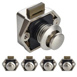 NAERDI 5 Pack RV Lock Push Button Latch Lock Keyless Cabinet Lock Drawer Knobs Pearl Nickel 2cm/0.79in Mounting Hole